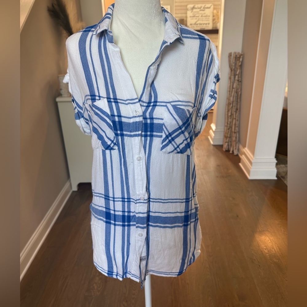 Rails White and Blue Sleeveless Button Down - size xs